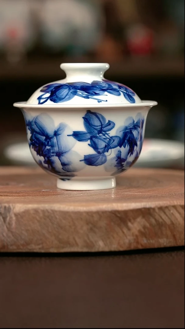 手绘高温现代瓷 气窑  牡丹花大布袋150c