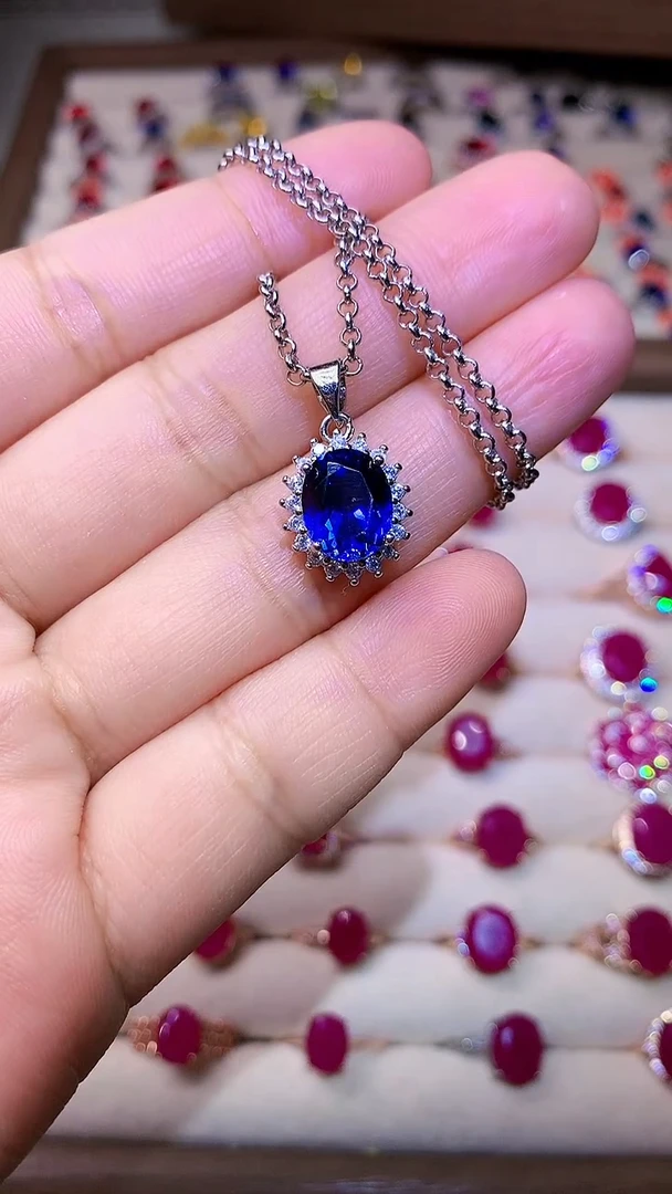 【闪购商品】蓝宝石颈饰银S925镶嵌000