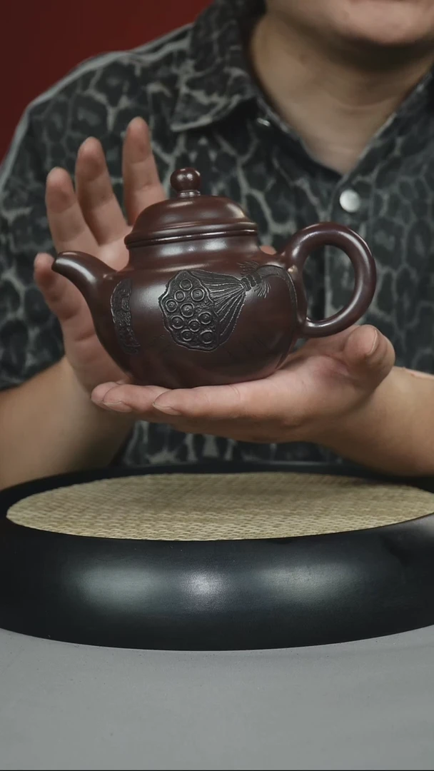 茶壶紫砂黑料石红  掇球