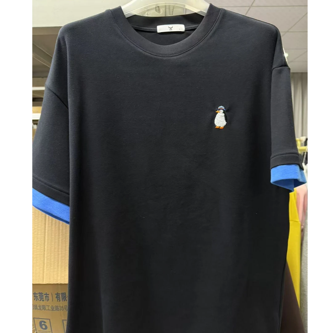 2025新年重磅莫代尔刺绣男女同款休闲圆领宽松短袖打底