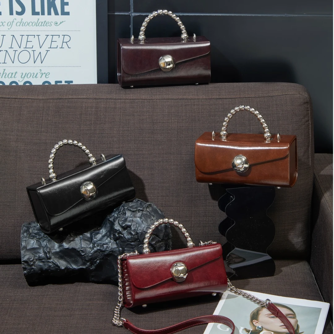 2025新款时尚方包简约休闲盒子包洋气硬把手提包单肩斜跨包80031#