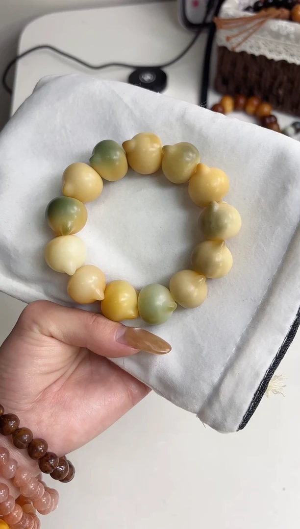 手串菩提根/象牙果^****?沐u56干磨猫猫头22mm手串瑕疵不补