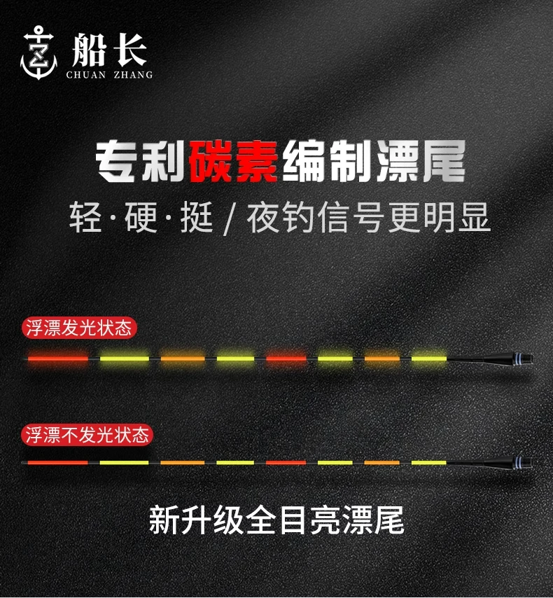 【船长夜光漂漂尾】高灵敏度芦苇电子漂硬尾流氓夜钓浮漂长尾鱼漂