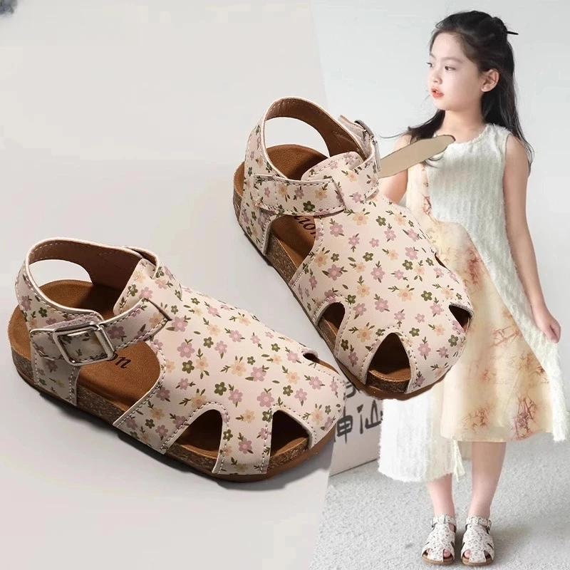 ABC 女童鞋子夏季小碎花勃肯鞋女宝宝凉鞋包头学步鞋童公主鞋潮