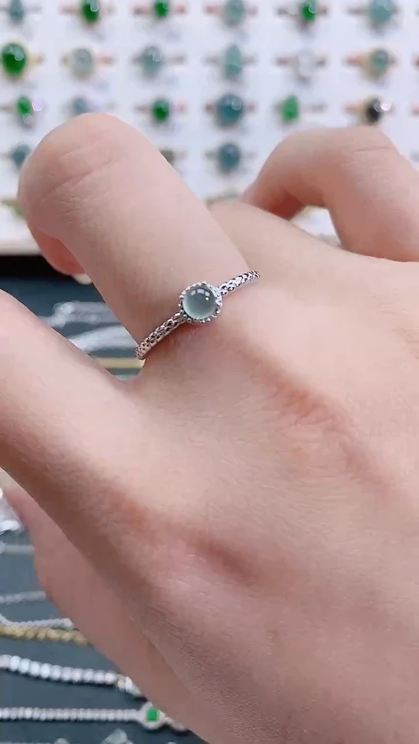 银S925镶嵌戒指翡翠天然翡翠