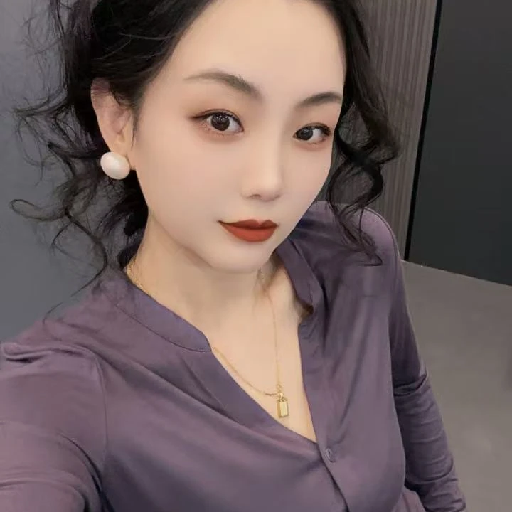#8827小敏家时尚百搭显瘦气质多种穿法打底上衣洋气小众衬衣衬衫