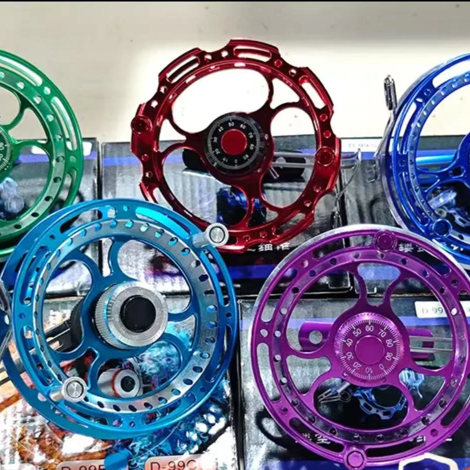 谷麦轮鱼轮手拨轮矶筏钓前打轮全金属有声镂空轻量化渔轮风火轮