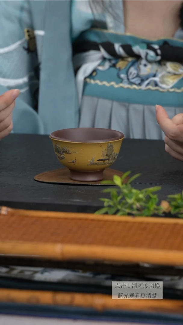 茶壶紫砂老紫泥泥绘主人杯嵇芳手作