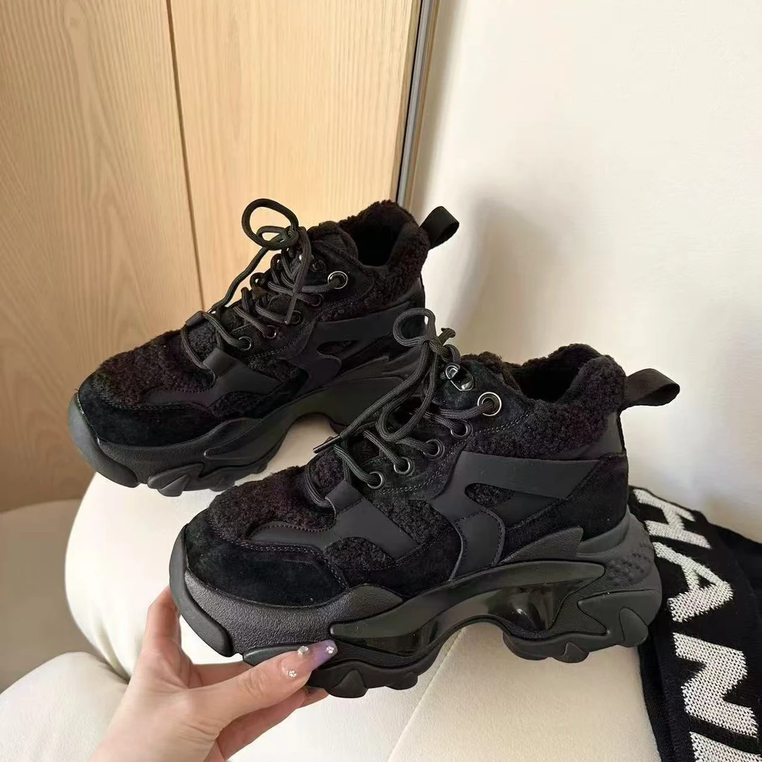 【影姐宠粉】新款老爹鞋加绒厚底高帮增高保暖女士冬季百搭7339