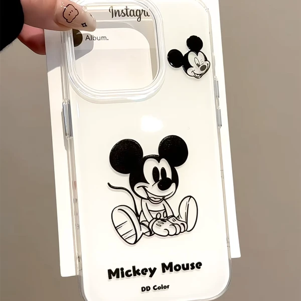 简约卡通可爱坐立米奇适用苹果手机壳华为oppovivo荣耀红米小米软