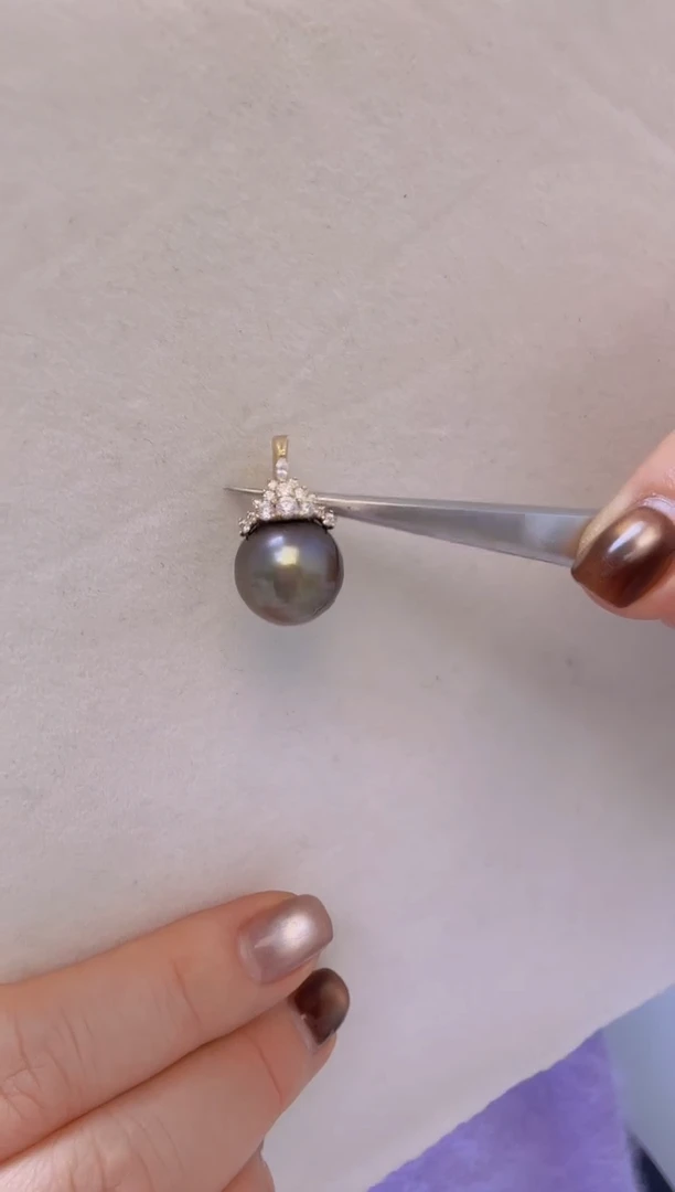 未镶嵌吊坠(不含链)海水珍珠大溪地13.1mm+S925银吊坠