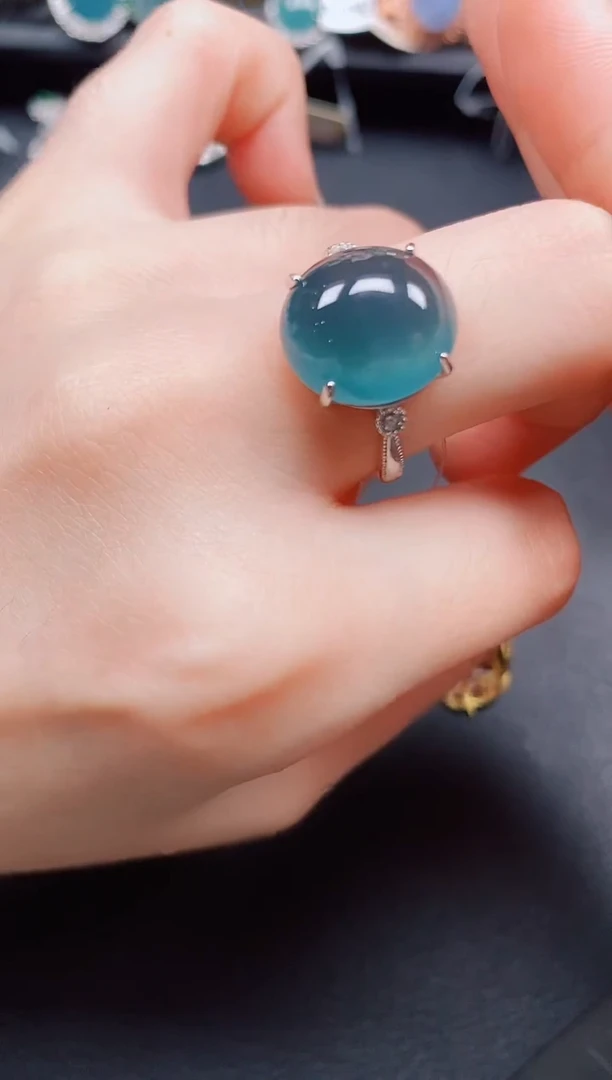 银S925镶嵌戒指翡翠翡翠