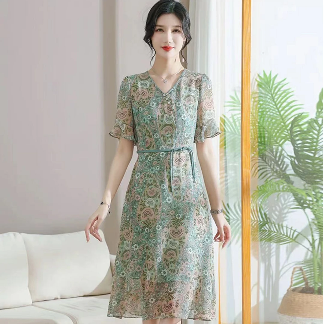 【撤柜断码甩】M1690女装百搭连衣裙气质时尚休闲中长款裙子