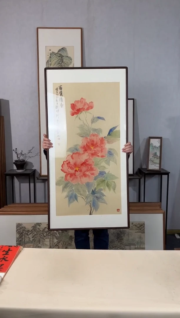 国画手绘*富贵清香（牡丹）*62*122cm