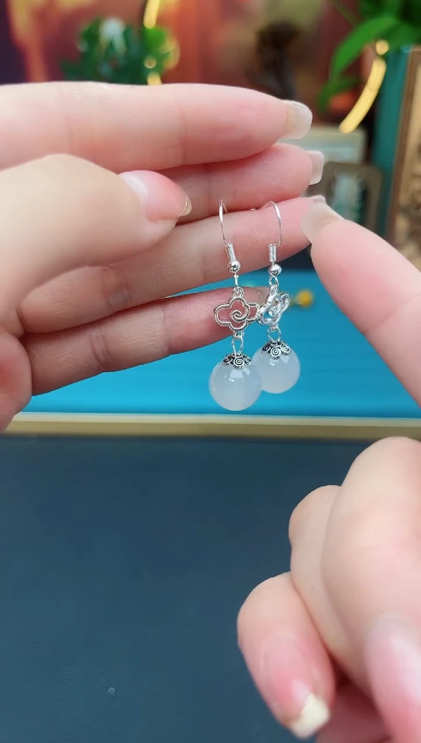 玛瑙/玉髓耳饰银S925镶嵌101000