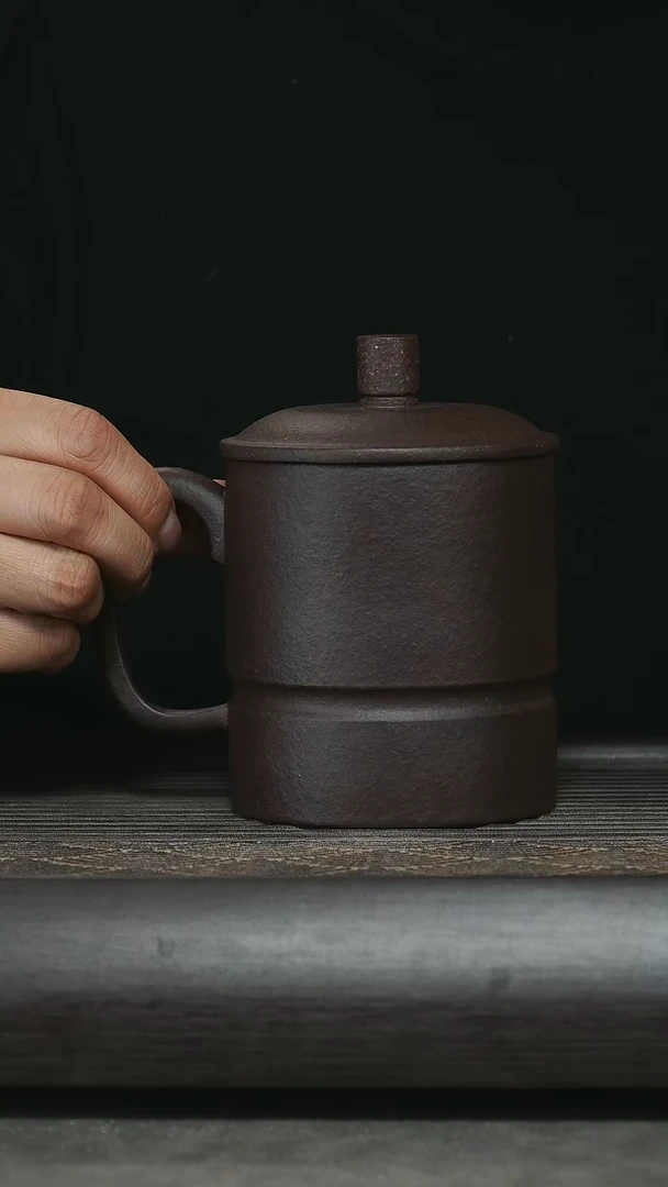 【闪购商品】紫砂茶杯老紫泥腰线杯