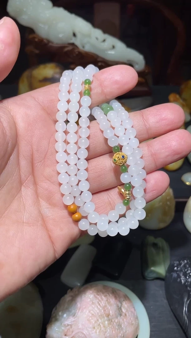 项链未镶嵌和田玉和田玉卡6高白项链