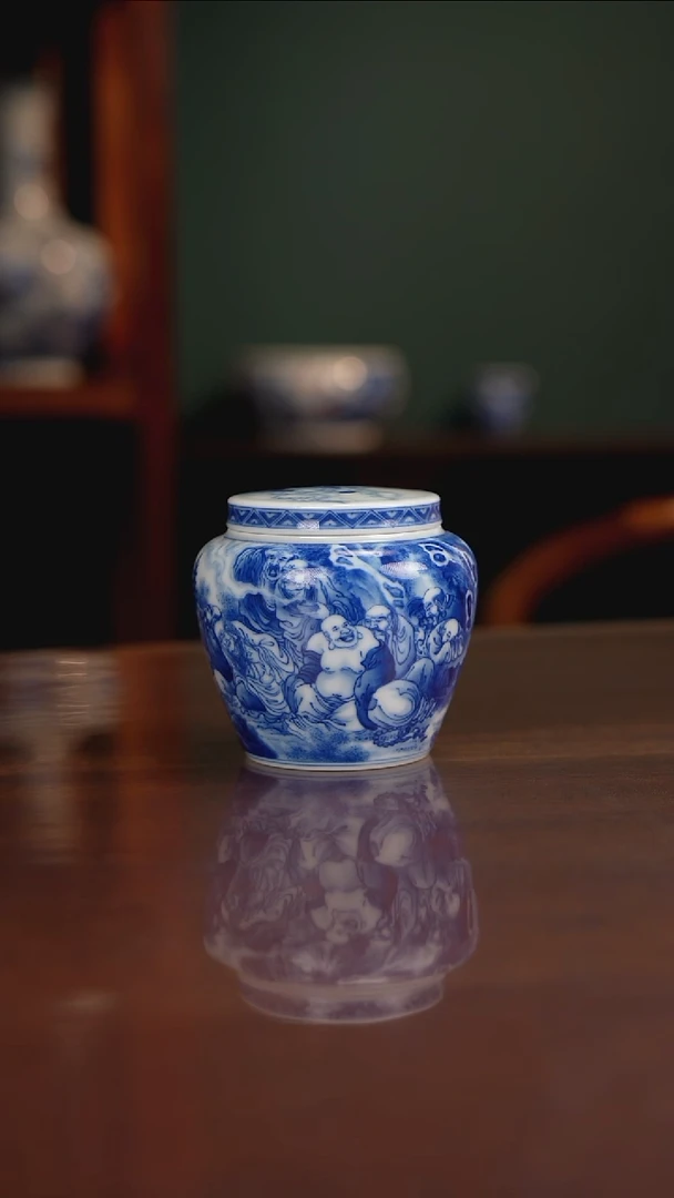 晓竹窑 十八罗汉茶叶罐
