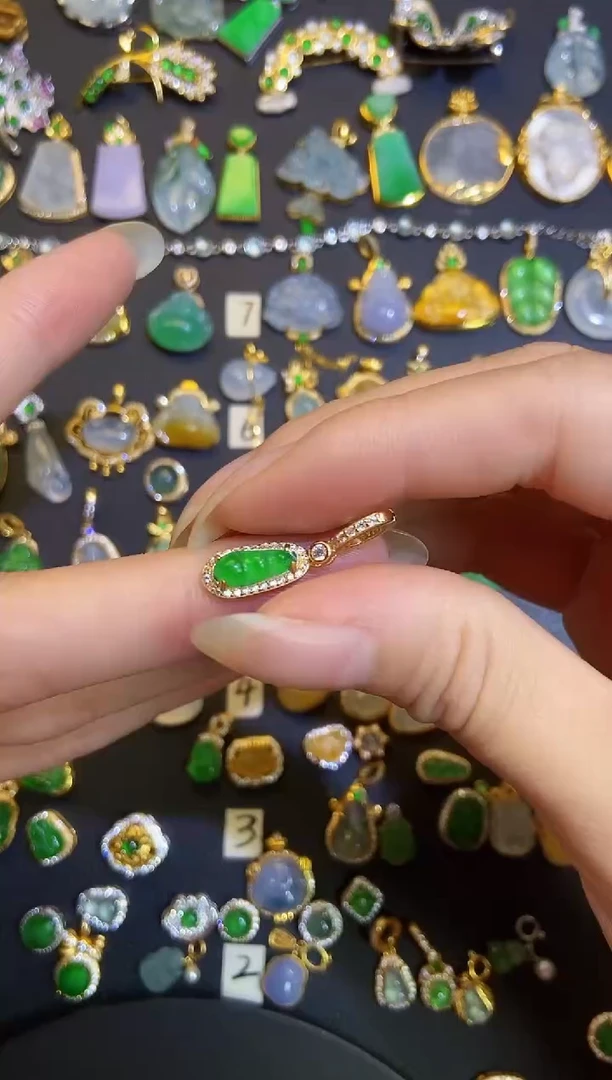 吊坠(不含链)银S925镶嵌翡翠天然A货翡翠