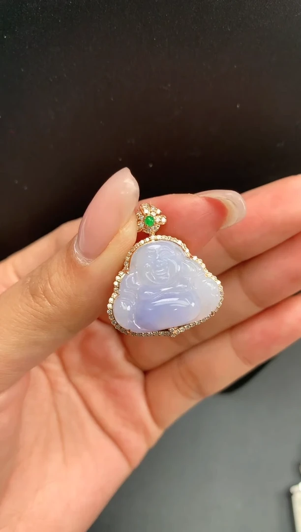 【闪购商品】翡翠颈饰18K金镶嵌佛公1278