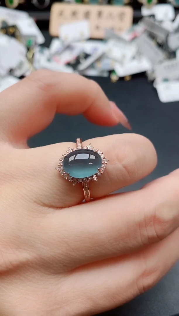 银S925镶嵌戒指翡翠1