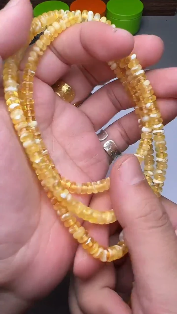 手链琥珀未镶嵌金瓷白蜜蜡108