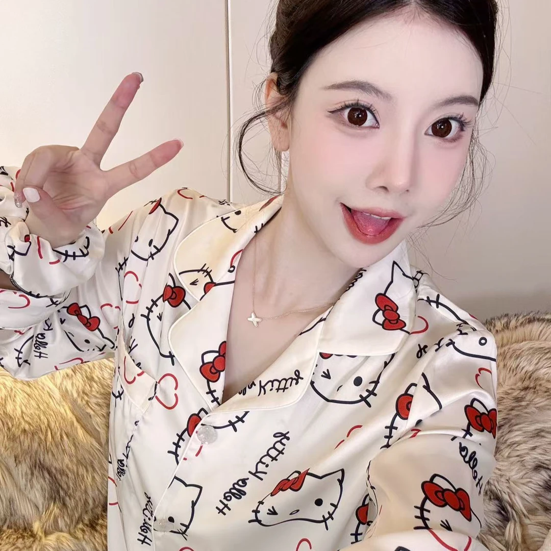 SIEOYJIEA/私迹大榕家 四喜【软萌Kitty长袖】黑白女款家居服套装