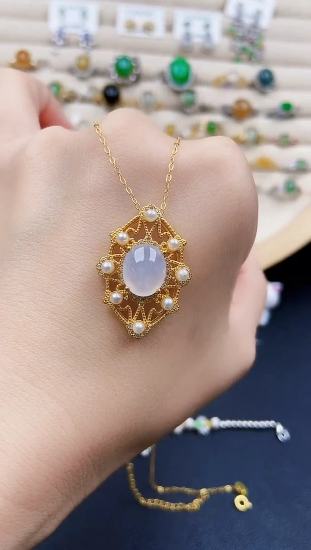 翡翠银S925镶嵌颈饰21