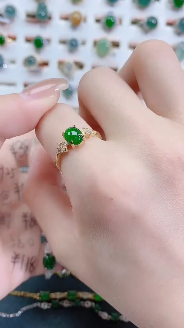 银S925镶嵌戒指翡翠天然翡翠