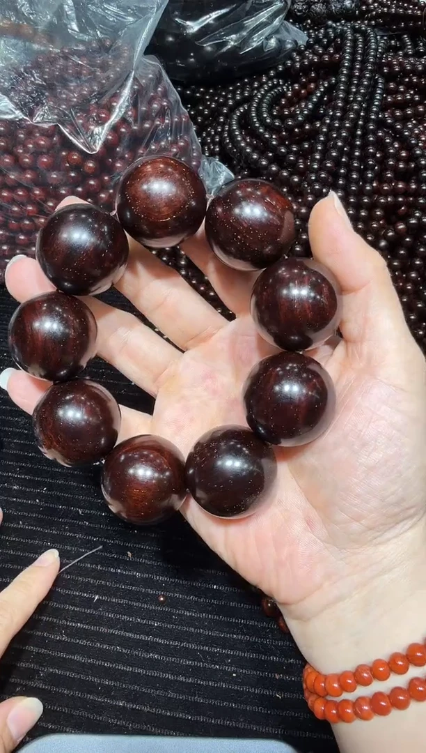 把件小叶紫檀满星圆珠30mm单圈手串