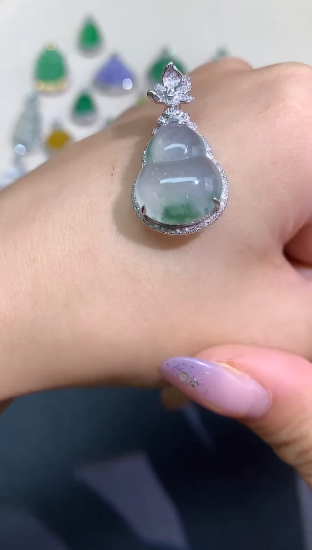 翡翠18K金镶嵌吊坠(不含链)吊坠A51|5800