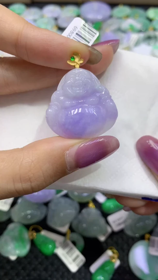 颈饰18K金镶嵌翡翠天然缅甸翡翠A货