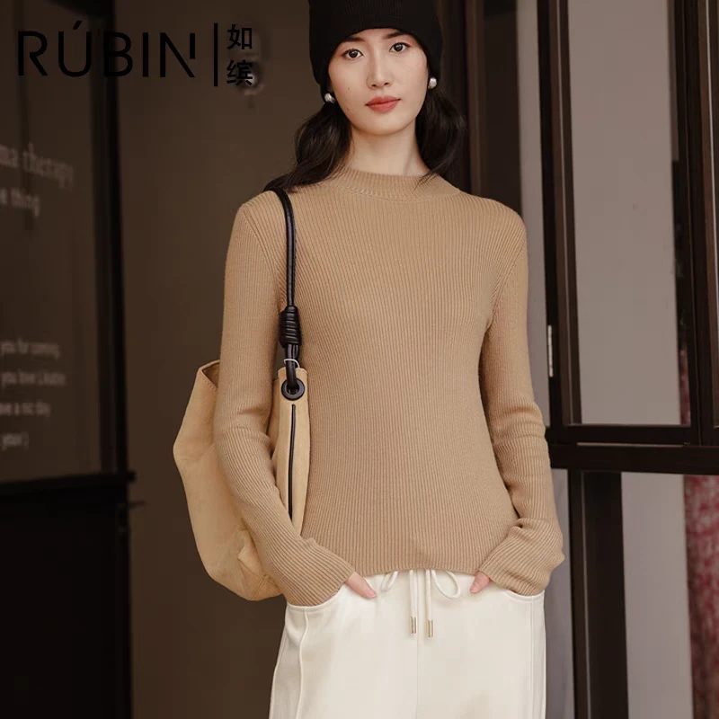 如缤常规包袖毛针织衫长袖上衣打底衫纯色百搭半高领