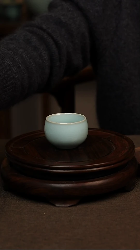 瓷片天青色小禅定杯60ml微瑕不带礼盒