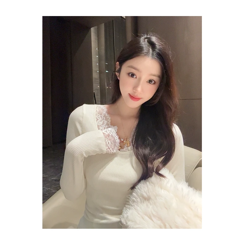 【CHASING LIGHT】纯欲风蕾丝拼接打底衫 C1444/308号