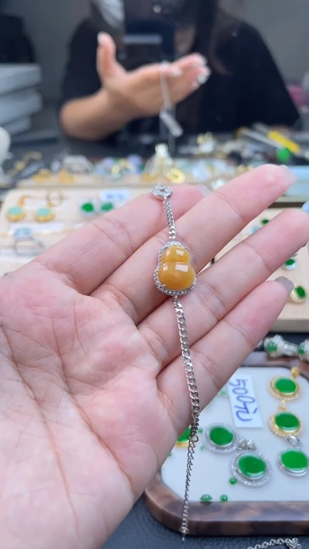 银S925镶嵌手链翡翠缅甸A货翡翠