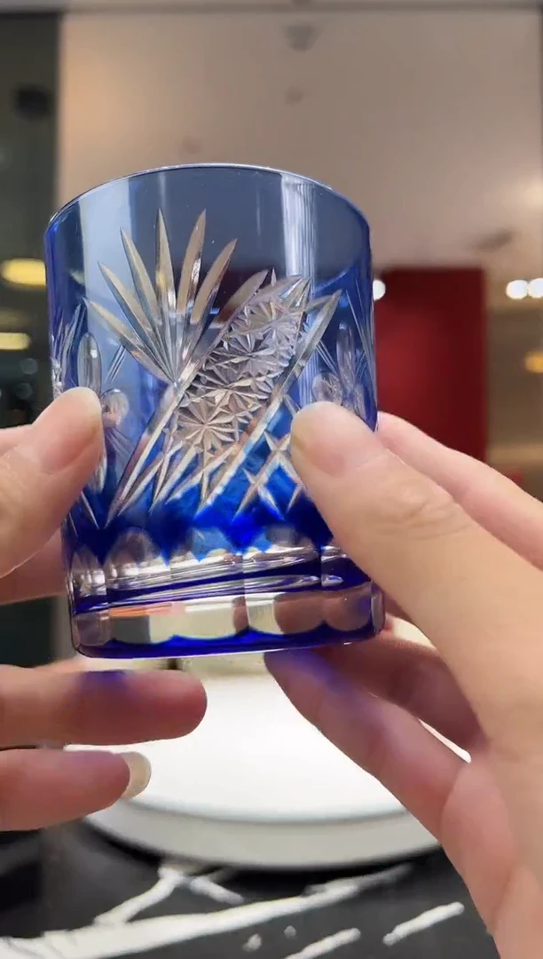 茶宠巴比特美学 蓝色江户切子杯