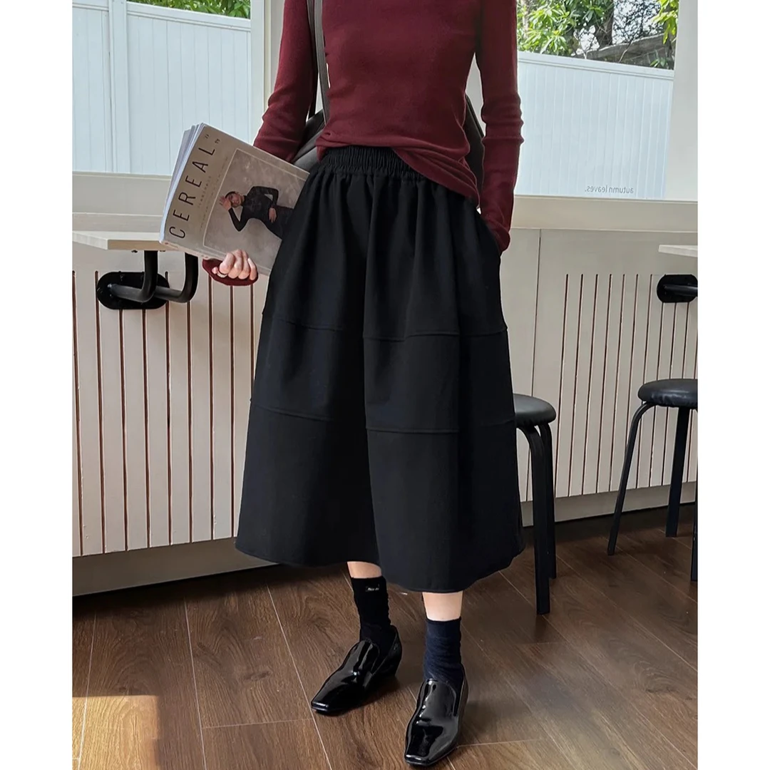 【燕子Rumi】“花苞裙”加厚保暖百搭复古松紧花苞半裙6458bq