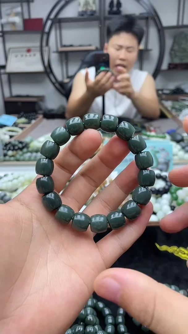 手串未镶嵌和田玉纯天然新疆且末蓝12直切