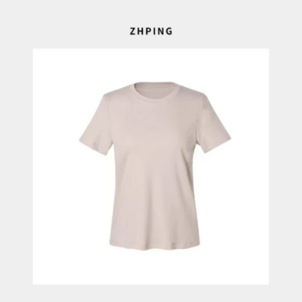 常规轻熟风圆领休闲风轻职风T恤女士时尚夏季纯色针织修身P024