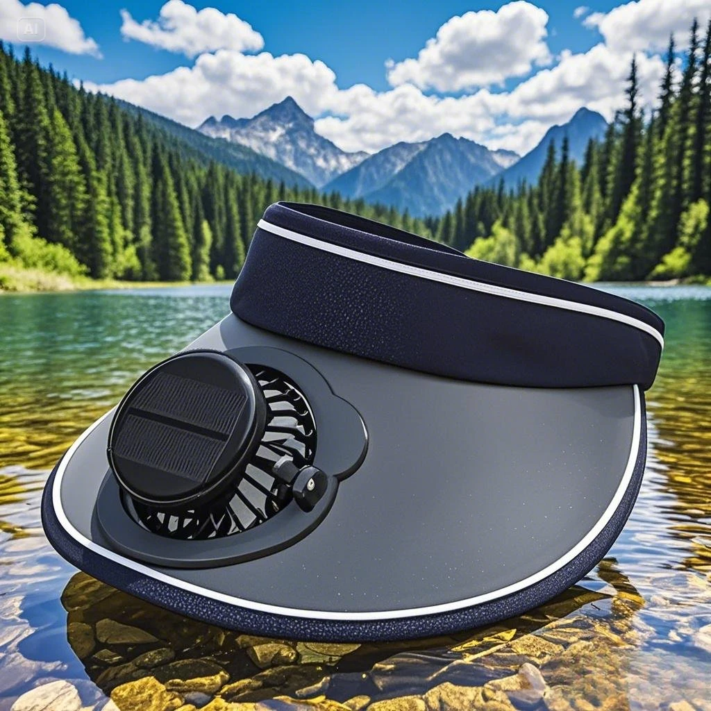 太阳能风扇帽带风扇钓鱼户外干活农田采茶帽遮阳帽太阳帽男士成人