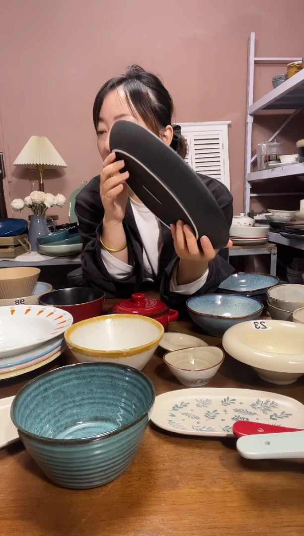 陶瓷微瑕（1个装）黑色鱼盘