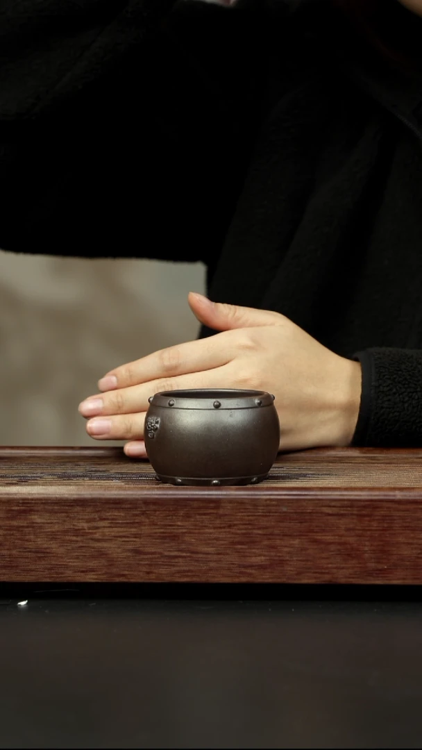 茶壶紫砂百年岩中泥 三拼战鼓杯