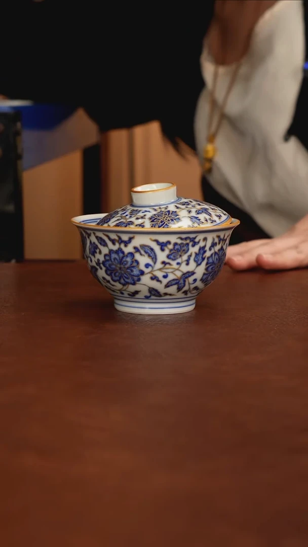 景德镇瓷器，青花瓷手绘茶具~描金
