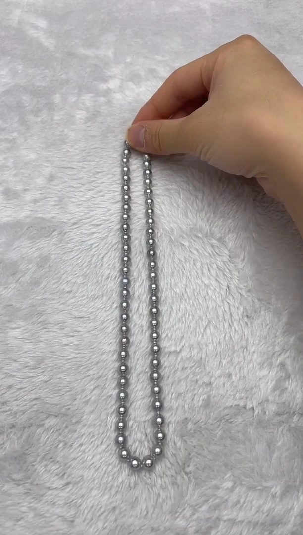 项链银S925镶嵌海水珍珠AK真多麻6.5-7mm