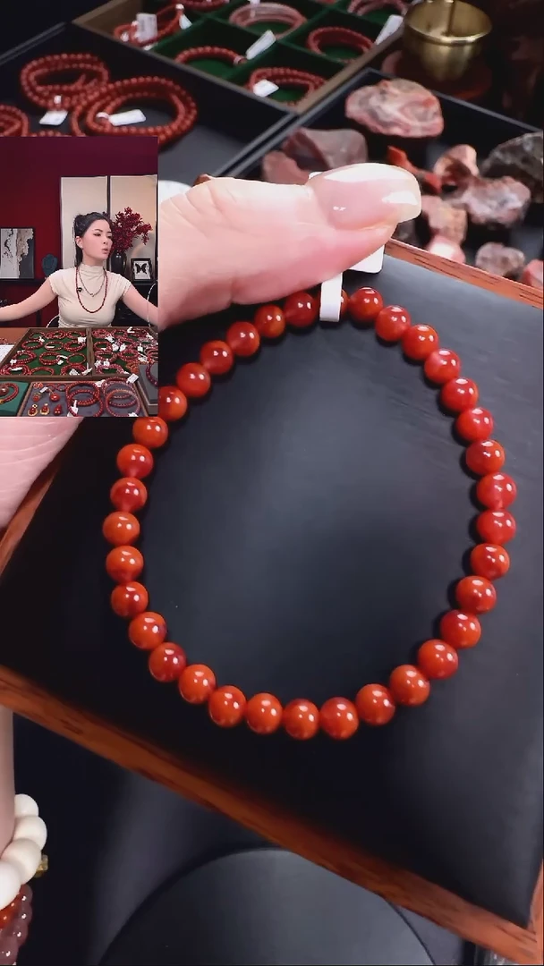手串未镶嵌南红玛瑙原矿X082瓦西玫红5mm单圈多样性发