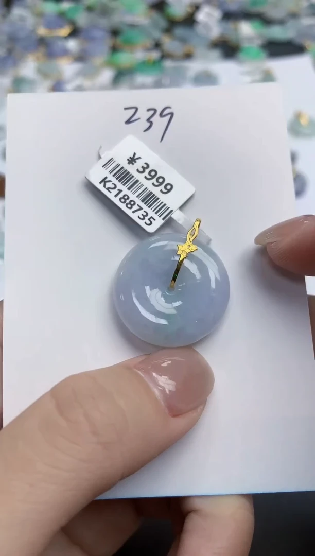 【闪购商品】翡翠颈饰18K金镶嵌天然缅甸翡翠A货
