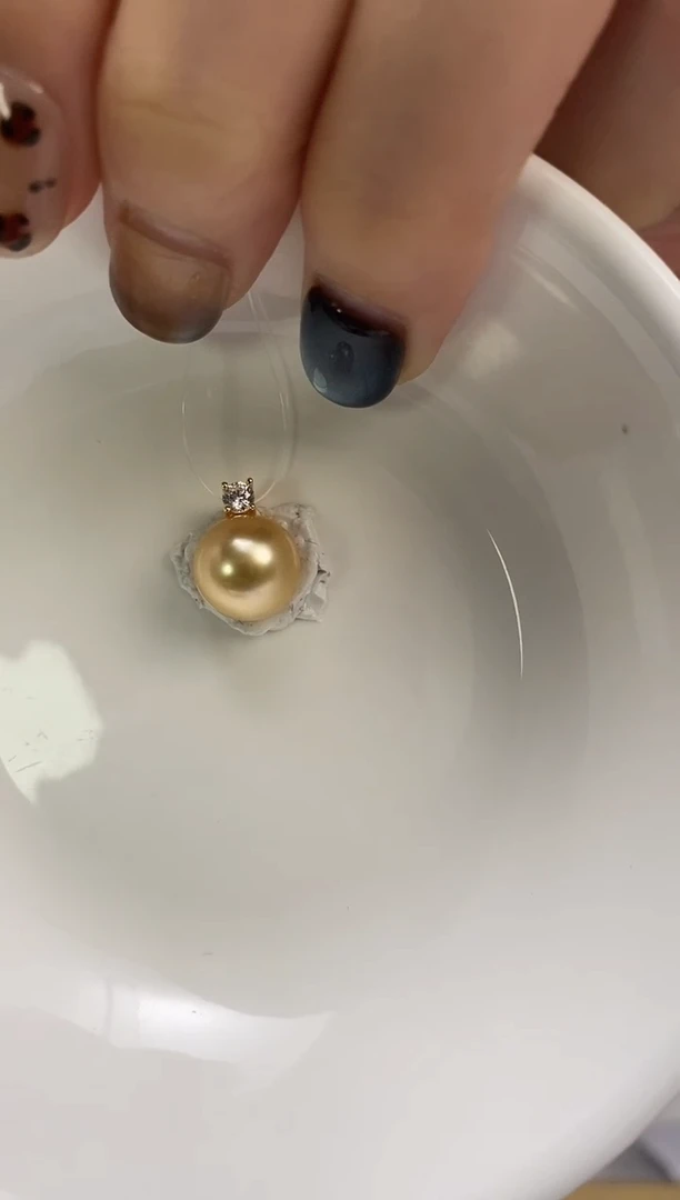 吊坠(不含链)银S925镶嵌海水珍珠10-11南洋金珍珠吊坠