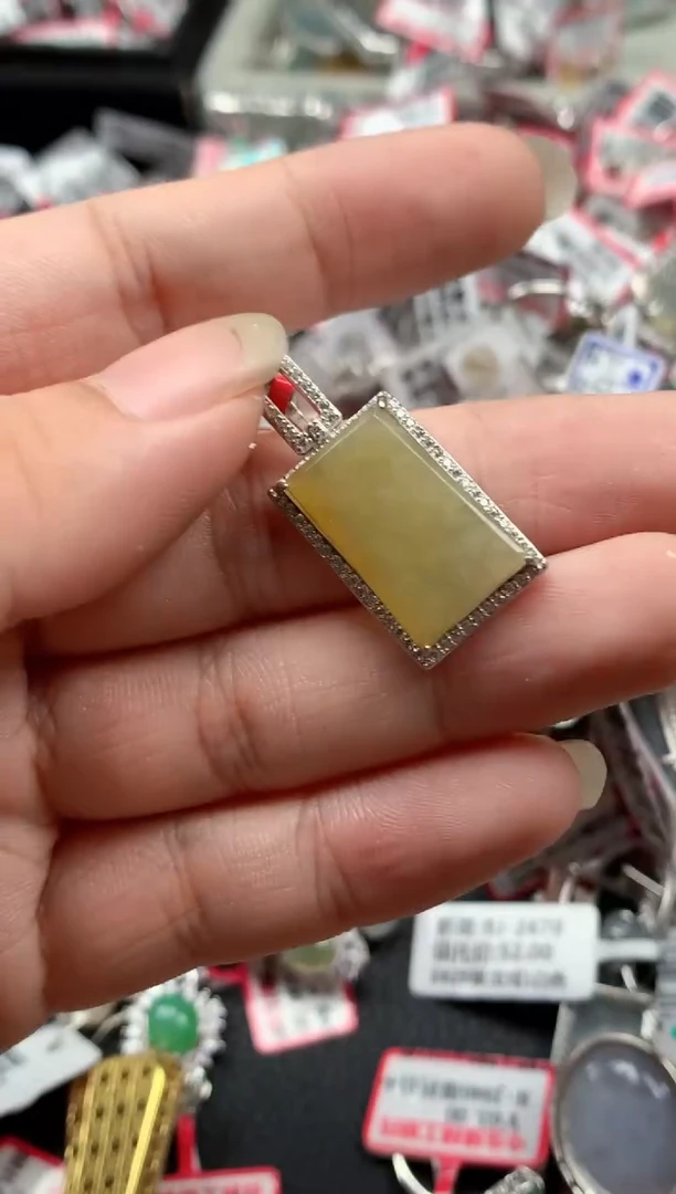 银S925镶嵌戒指翡翠天然A货缅甸翡翠