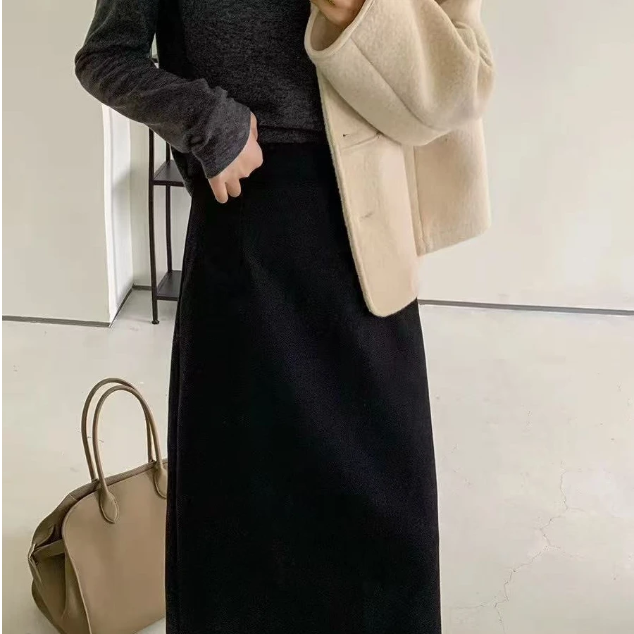 百搭通勤洋气当季羊毛毛呢半裙8811